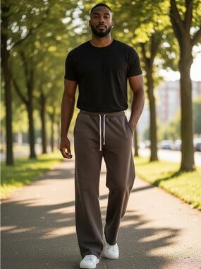MNML Brown Relaxed Straight-Leg Joggers